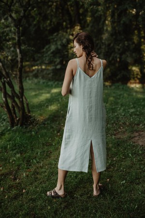 Linen long dress Jakarta S Sage Green from AmourLinen
