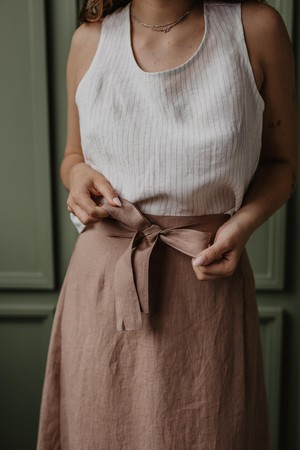 Iris linen wrap skirt in Rosy Brown from AmourLinen