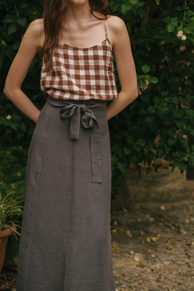 Iris linen wrap skirt in Charcoal from AmourLinen