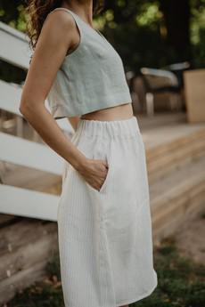 Linen skirt with buttons DAISY M White | sale via AmourLinen