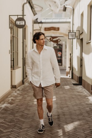 Hector classic linen shirt in White from AmourLinen