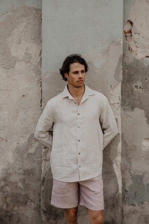 Hector classic linen shirt in Cream from AmourLinen