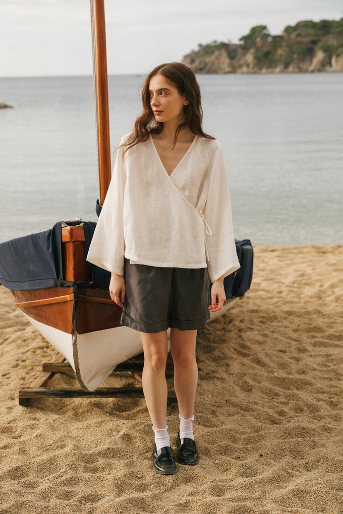 Mia linen shorts in Charcoal from AmourLinen