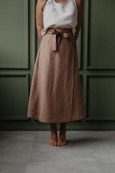 Iris linen wrap skirt in Rosy Brown via AmourLinen