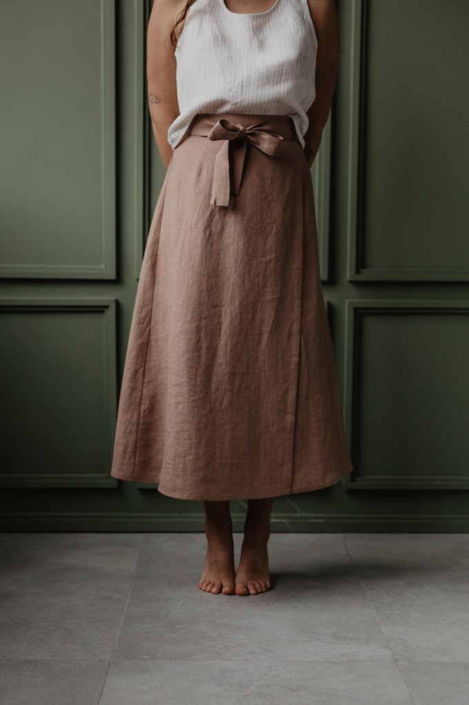 Iris linen wrap skirt in Rosy Brown from AmourLinen