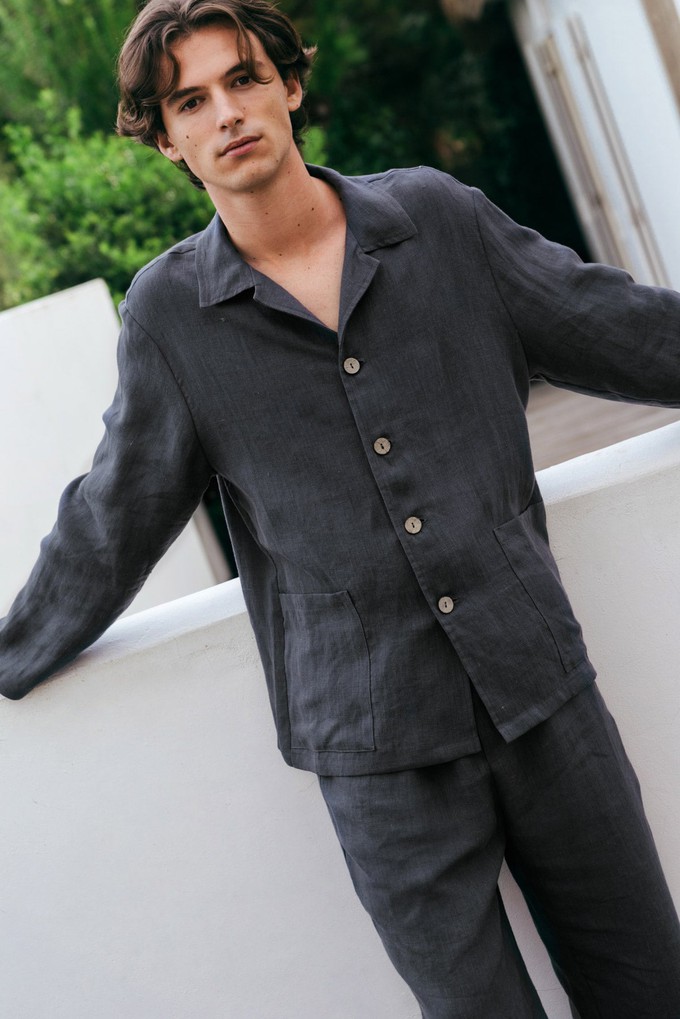 Oliver linen loungewear set in Charcoal from AmourLinen Oliver linen loungewear set in Charcoal from AmourLinen