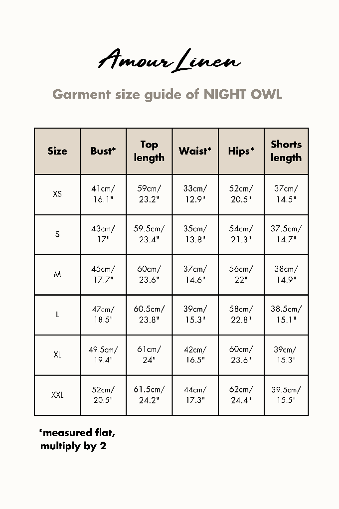 Pajama set NIGHT OWL in Terracotta from AmourLinen