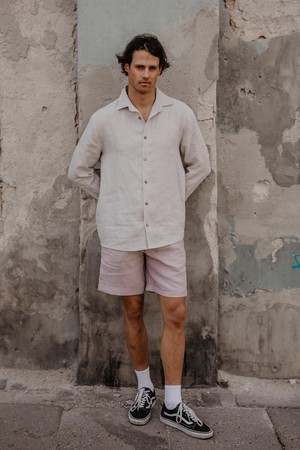 Hector classic linen shirt in Cream from AmourLinen