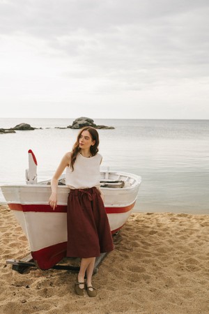 Colette classic linen top in White from AmourLinen