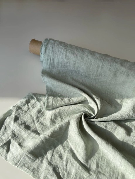 Sage Green 95" / 240 cm linen fabric from AmourLinen