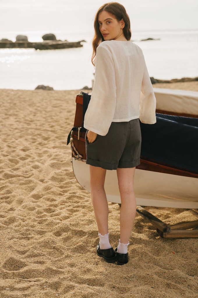 Mia linen shorts in Charcoal from AmourLinen