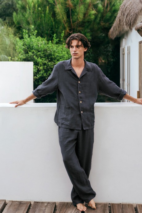 Loungewear set OLIVER in Charcoal from AmourLinen