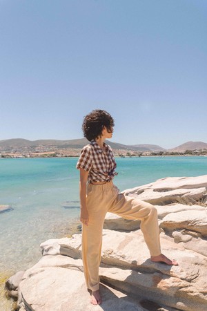 Oulu long linen pants in Mustard from AmourLinen