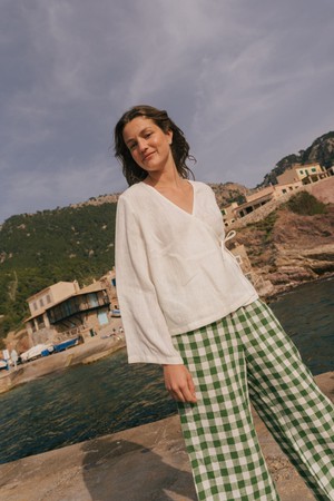 Adele linen wrap top in White from AmourLinen