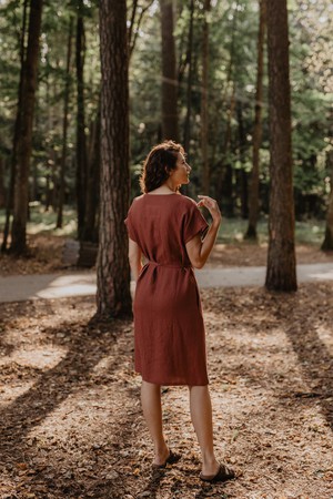 Rome linen wrap dress in Terracotta from AmourLinen
