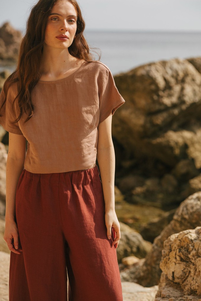 Lisa linen crop top in Rosy Brown from AmourLinen