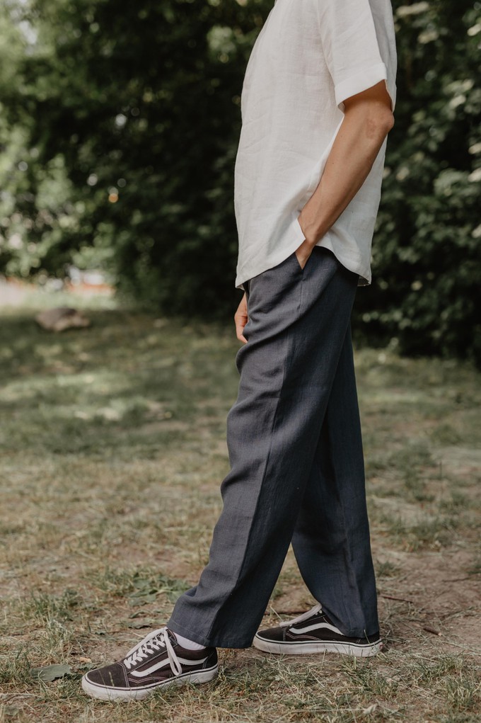 Adonis classic linen pants in Charcoal from AmourLinen