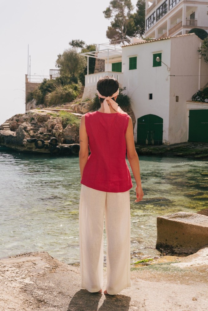 Lydia classic wide linen pants in White from AmourLinen