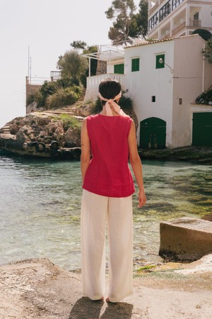 Lydia classic wide linen pants in White from AmourLinen