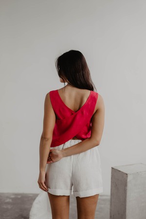 Ella pinafore linen top in Viva Magenta from AmourLinen