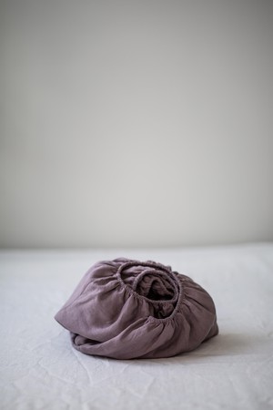 Linen fitted sheet in Dusty Lavender from AmourLinen