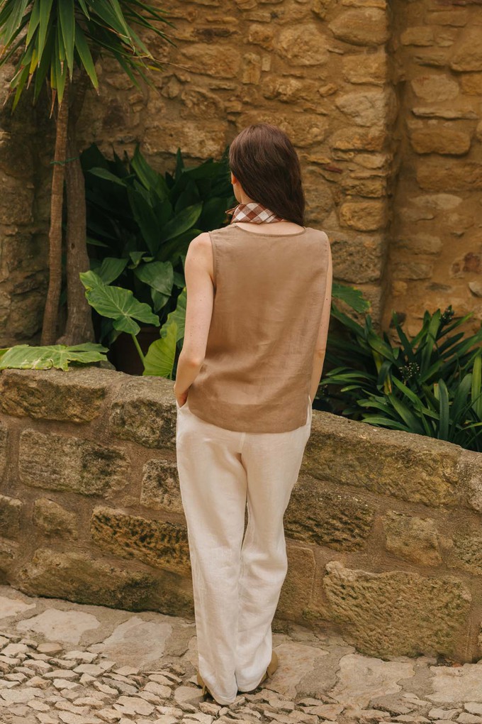 Colette classic linen top in Rosy Brown from AmourLinen