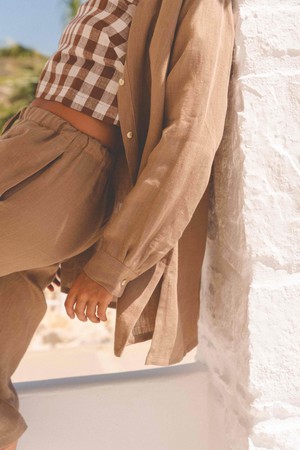 Marrakesh oversized linen shirt in Rosy Brown from AmourLinen