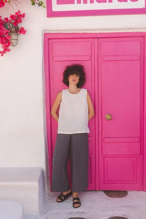 Isabella wide linen pants in Charcoal from AmourLinen
