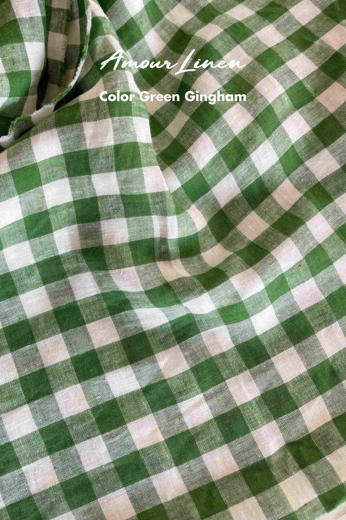 Daphne linen dress | Green Gingham | size L from AmourLinen