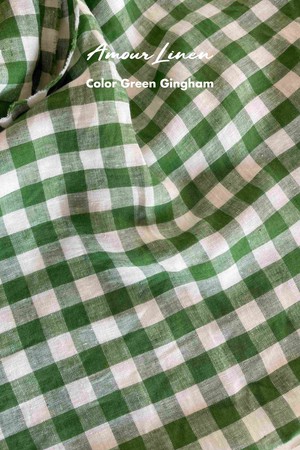 Daphne linen dress | Green Gingham | size L from AmourLinen