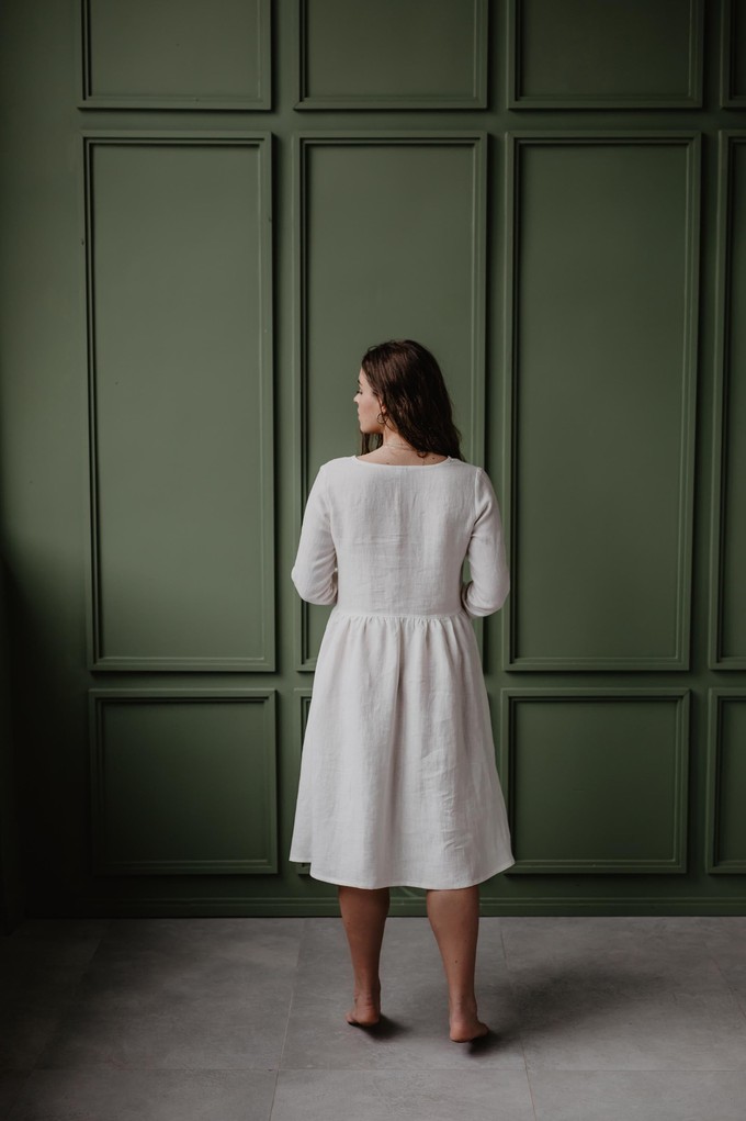 Lapland mid-length linen dress M White from AmourLinen