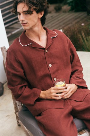 Harry linen pajama set in Terracota from AmourLinen