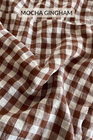 Rosie top in Mocha Gingham | sale from AmourLinen