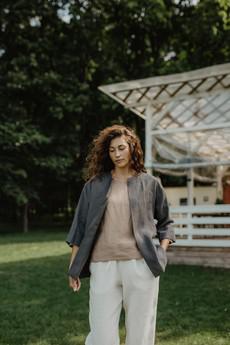 Linen oversized jacket Kyiv in Sage Green | sale via AmourLinen