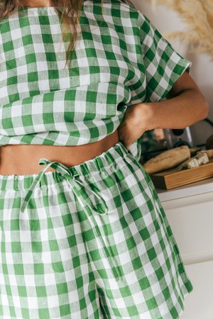 Pajama set CLOUD NINE in Green Gingham from AmourLinen