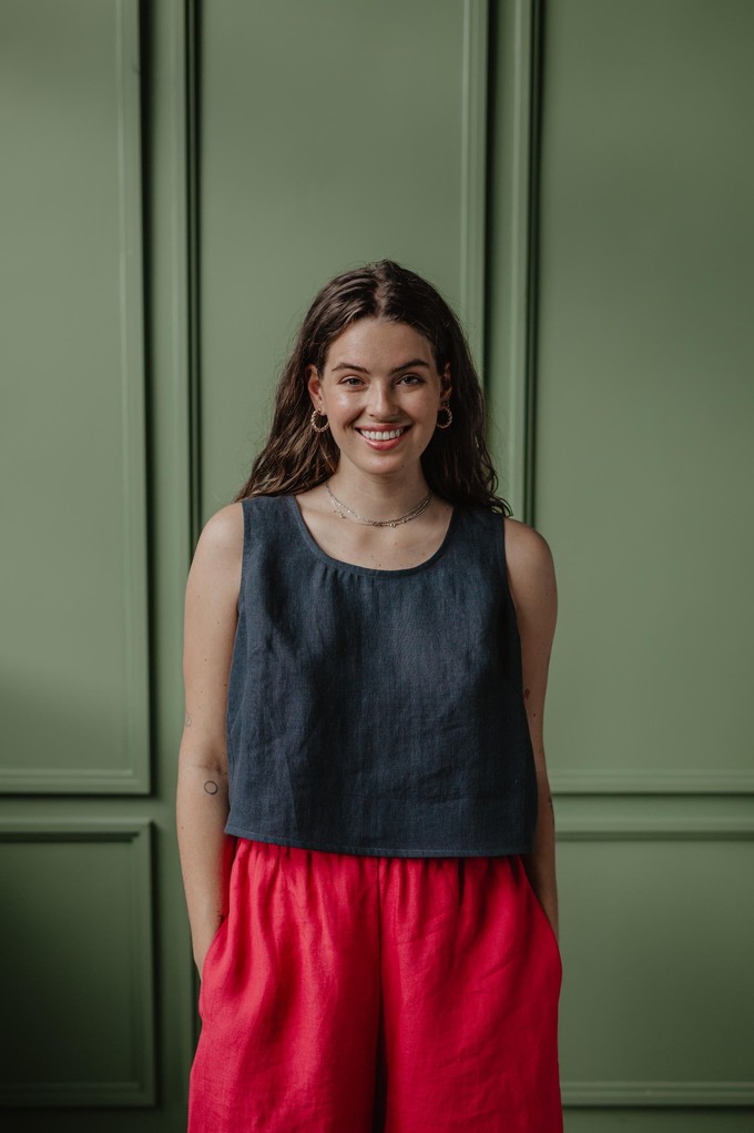 Ella pinafore linen top in Charcoal from AmourLinen Ella pinafore linen top in Charcoal from AmourLinen