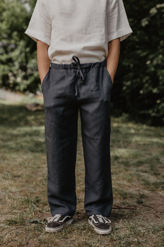 Adonis classic linen pants in Charcoal from AmourLinen