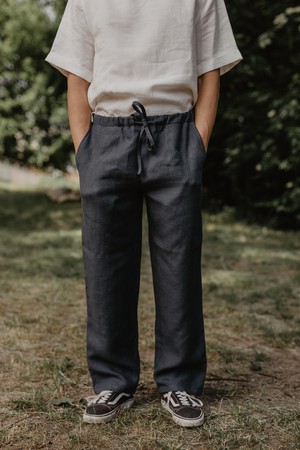 Adonis classic linen pants in Charcoal from AmourLinen