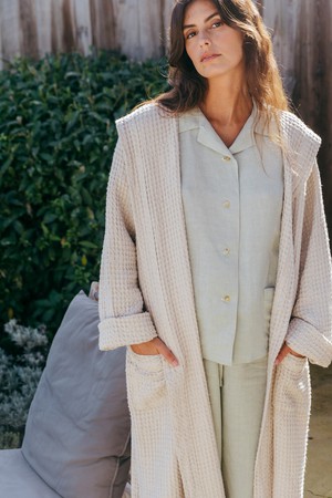Waffle bathrobe SNUGGLE in Cream from AmourLinen