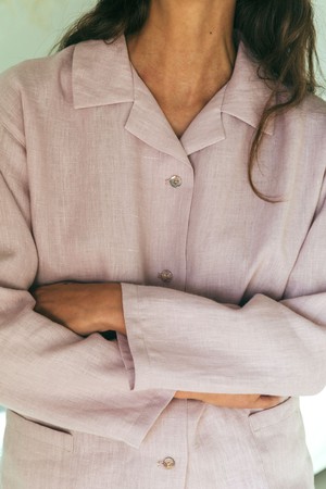 Snooze long sleeve linen pajama set in Dusty Rose from AmourLinen