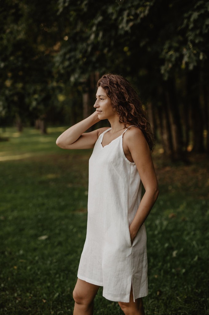 Linen slip dress ZOE in White | sale from AmourLinen