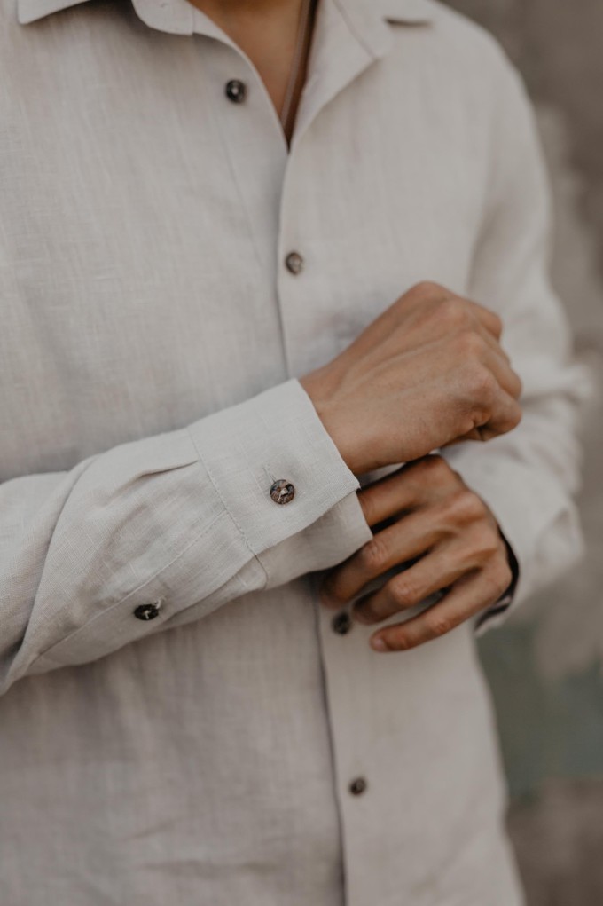 Hector classic linen shirt in Cream from AmourLinen