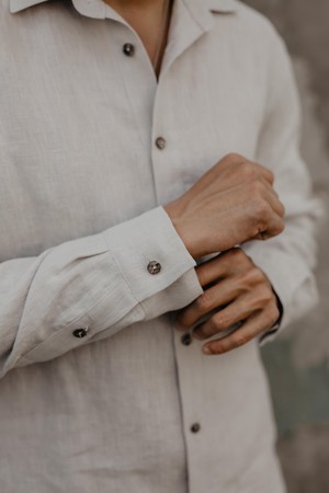 Hector classic linen shirt in Cream from AmourLinen