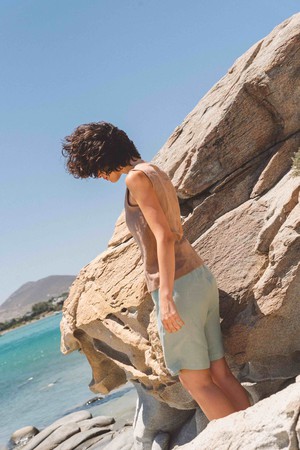 Matilda long linen shorts in Sage Green from AmourLinen