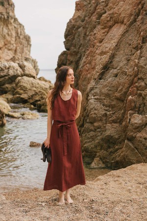 Iris linen wrap skirt in Terracotta from AmourLinen