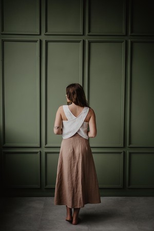 Iris linen wrap skirt in Rosy Brown from AmourLinen