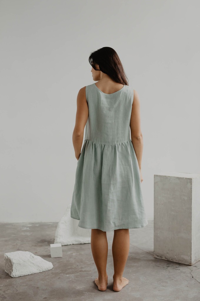 Hazel linen sleeveless summer dress in Sage Green from AmourLinen Hazel linen sleeveless summer dress in Sage Green from AmourLinen