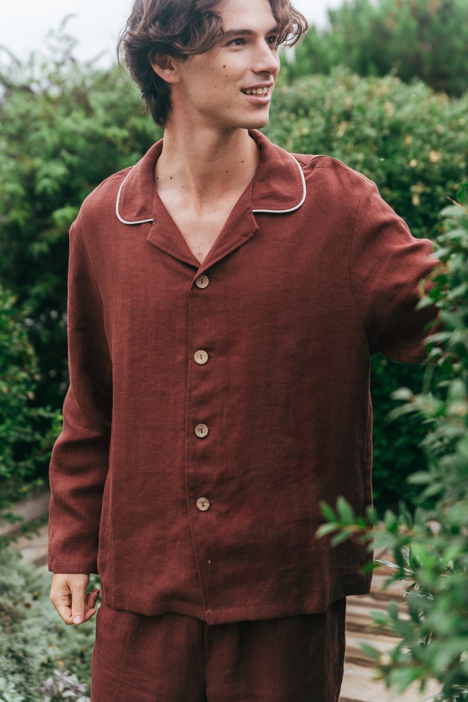 Harry linen pajama set in Terracota from AmourLinen