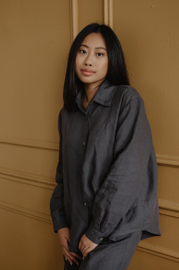 Odense casual linen shirt in Charcoal from AmourLinen
