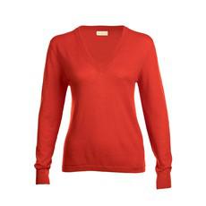 Orange Red Cashmere V-neck Sweater in fine knit van Asneh
